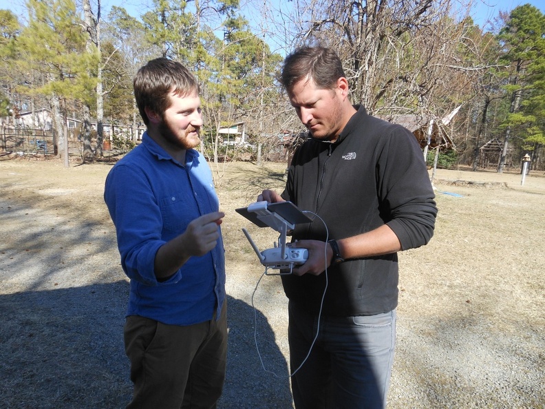 getting ready for the drone filming- the drone got stuck at one point in a 70 ft tall pine tree.JPG